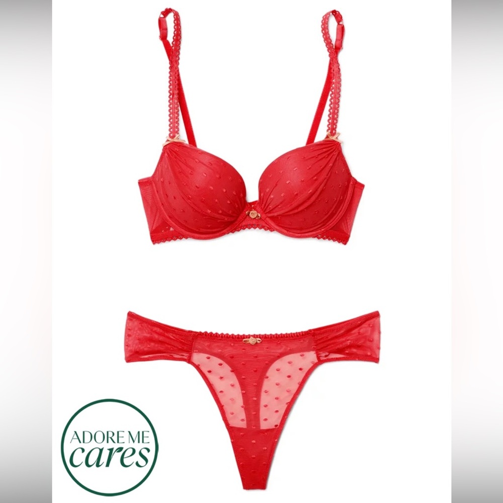 NEW WITH TAGS IN BAGS Adore Me Stacy Push-up Bra (34D) & matching thong (large)